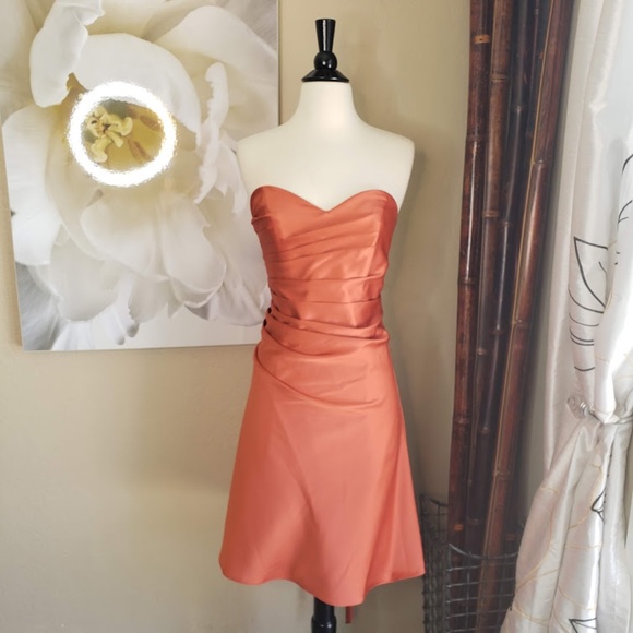 Alfred Angelo Dresses & Skirts - Alfred Angelo ~Orange Strapless Corset Back Dress